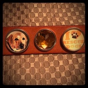 Orange 3 snap leather bracelet- NEW!